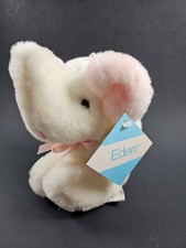 Vintage Eden Pink Baby Rattle Elephant Plush Stuffed Animal With Tag