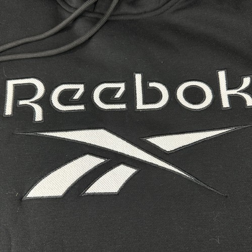 Reebok Hoodie Sweatshirt Embroidered French Terry Logo Black Mens Size Large NEW - Picture 3 of 11
