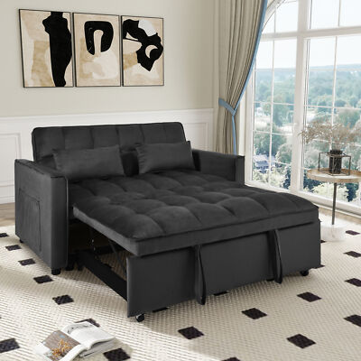 Soft Velvet High Density Foam Sofa Bed Pull Out Sofa Bed Metal Frame Wood Leg