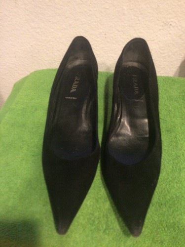 Vintage PRADA Black Pumps Heels EU 38 ITALY Vero Cuoio | eBay