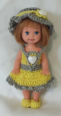 Silver Handmade crochet Kelly doll dress clothes fashion set