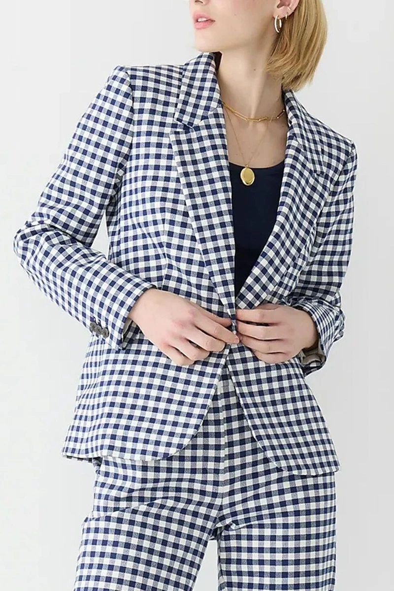 J crew gingham blazer sale
