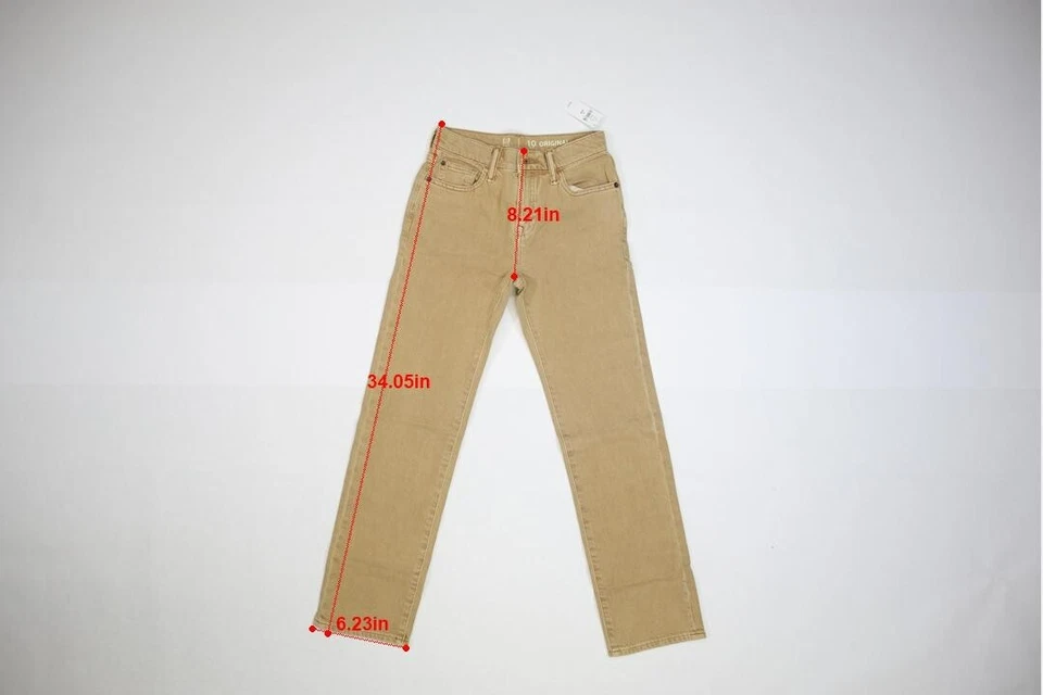 Calça jeans Gap Kids original cáqui marrom bronzeado jeans stretch meninos jovens 10 slim - Imagem 2 de 4