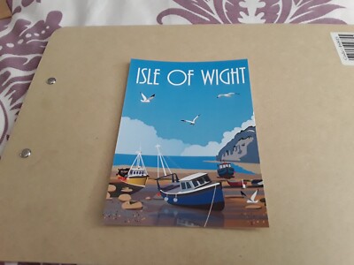 POSTKARTE ISLE OF WIGHT. ANGELBOOTE, MEER, STRAND, KLIPPE & MÖWEN 