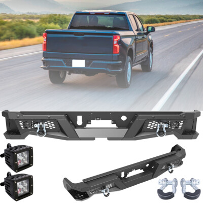 Steel Rear Bumper For 2019-2024 Chevy Silverado 1500 Powder-Coated Back Bumper