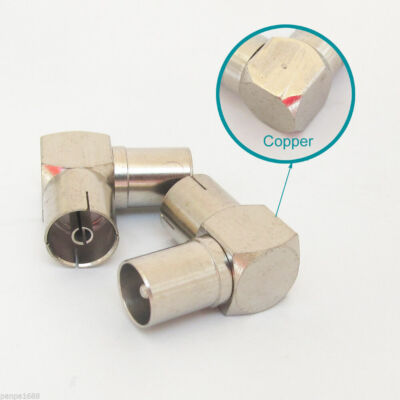 1pcs Copper TV PAL Male Plug To Female Jack Right Angle RF Adapter Connector
