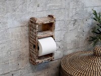 Toilettenpapierhalter Holz Unikat ToilettenpapierstäNder Retro Weiß Ziegelform