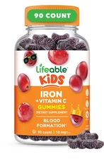 Lifeable Iron - Great Tasting Grape Flavor Gummy - 90 Count