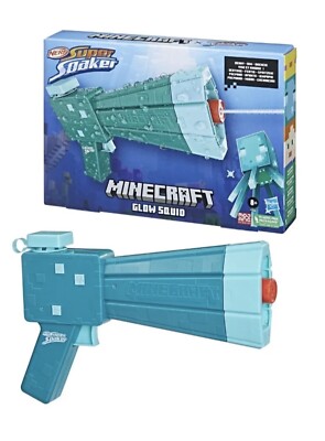Minecraft Glow Squid Nerf Super Soaker Water Blaster, Minecraft Dungeons Squid
