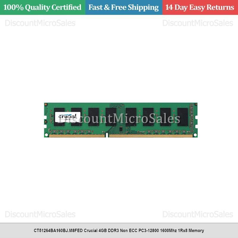 CT51264BA160BJ.M8FED Crucial 4GB DDR3 Non ECC PC3-12800 1600Mhz