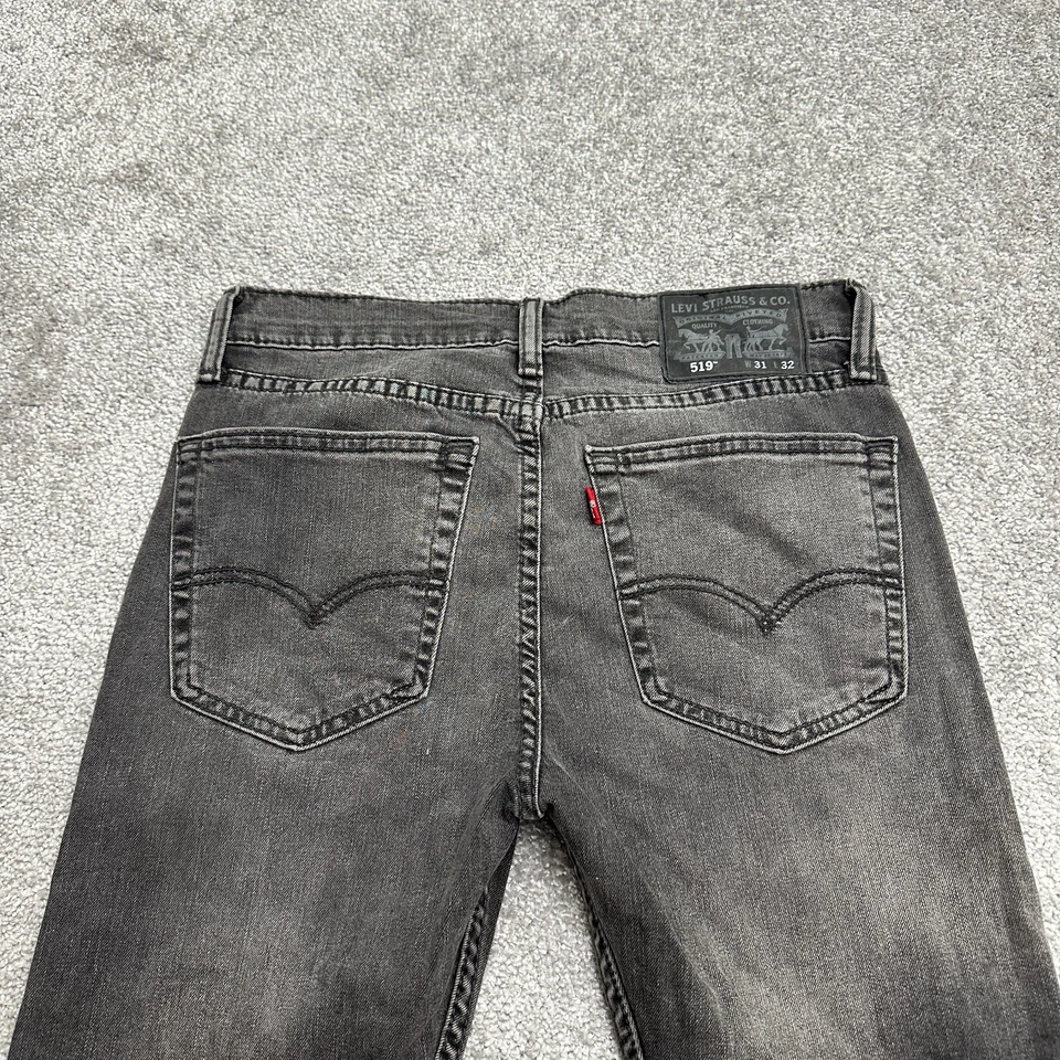 Jeans jeans skinny masculino Levi's 519 31x32 preto lavagem a carvão elástico casual - Imagem 4 de 4