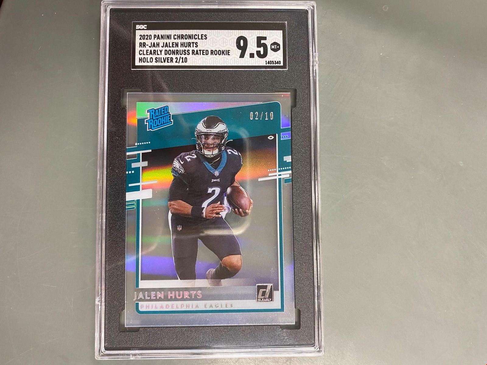 Jalen Hurts Panini Chronicles Clearly Donruss Rated Rookies #RRJAH Holo Silver