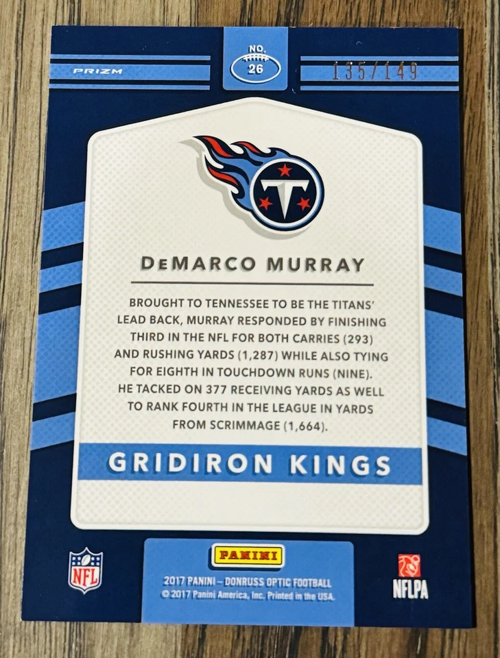 2017 Donruss Optic Gridiron Kings Blue #26 DeMarco Murray /149 - Image 2 of 2
