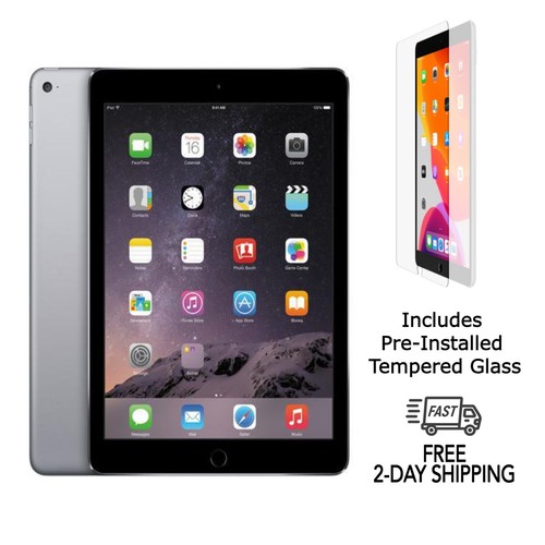Apple iPad Air 2 A1566 WiFi 64GB Space Gray with Tempered Glass (Very Good)