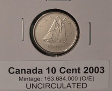 2003 - Canada 10 Cents  -  Old Effigy - Uncirculated from Mint Roll