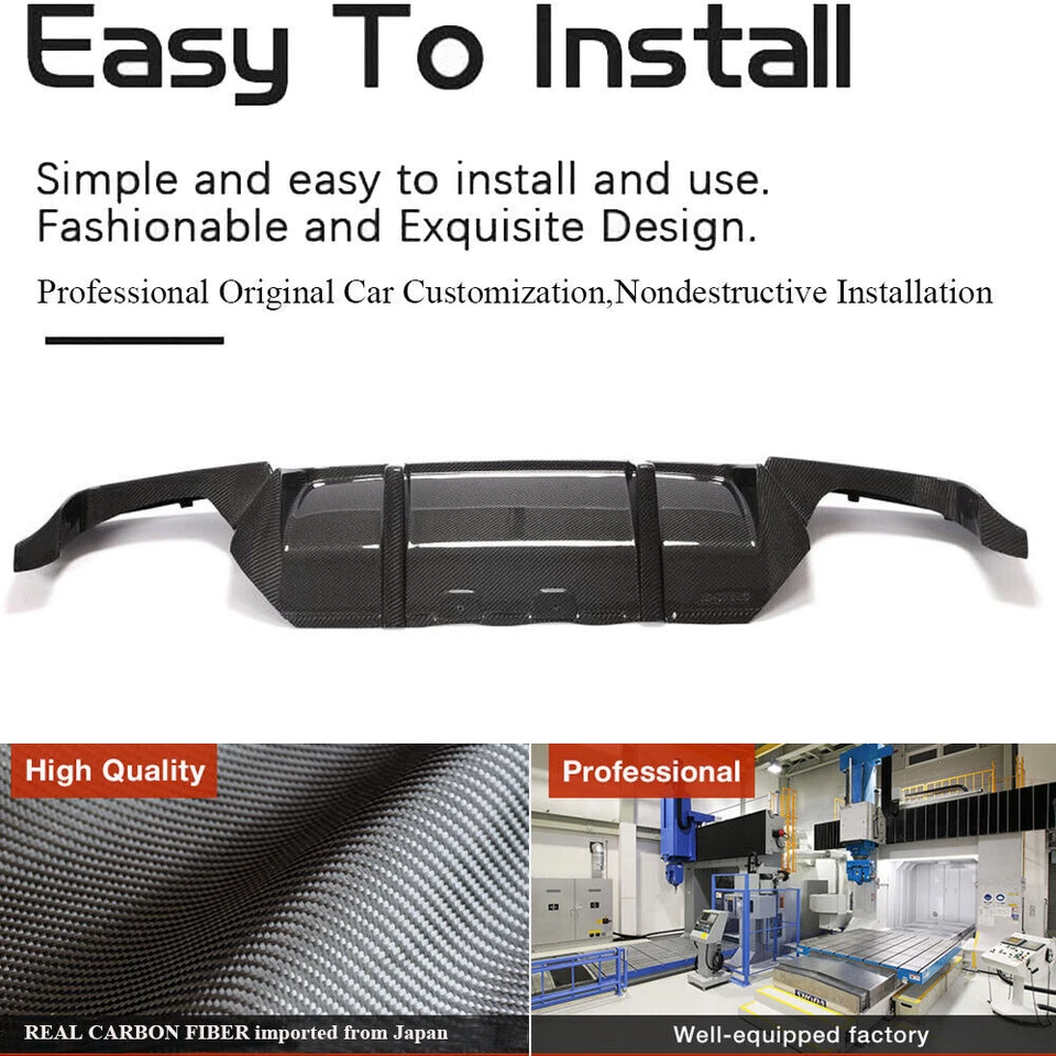 100% REAL CARBON Rear Bumper Diffuser Lip Spoiler Body Kit For BMW F10 M5 12-17 Foto 2 de 4