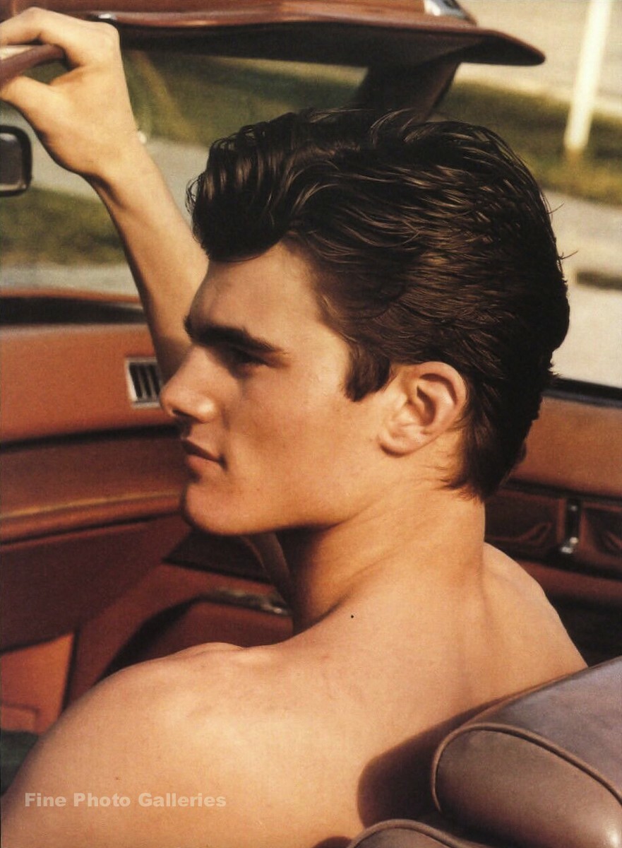 1990s Vintage BRUCE WEBER Handsome Young Male In Convertible Car