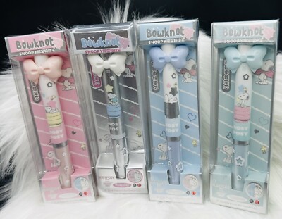SET OF 4-Peanuts Snoopy Gel Pen Black & Red Ink/Bow Pink,Silver,Mint Green,Blue.