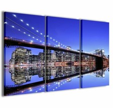 Quadro Moderno 100 x 60 cm Stampa su Tela Canvas 3 pz New York bridge IV