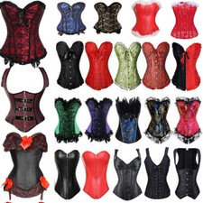 Women's Overbust Corset Bustier Waist Training Xmas Christmas Mrs Claus Lingerie