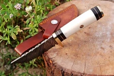 CUSTOM DAMASCUS FIXED BLADE SURVIVAL HUNTING SKINNING CAMPING BOWIE KNIFE x273