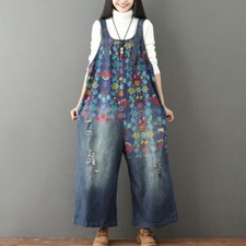 Baggy Women's Denim Ripped Drop Crotch Jeans Bib Pants Overalls Jumpsuit Rompers