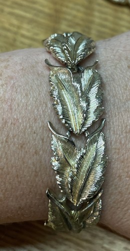 Juego de pulsera collar eslabones hojas de roble tono dorado STAR vintage - Imagen 8 de 9
