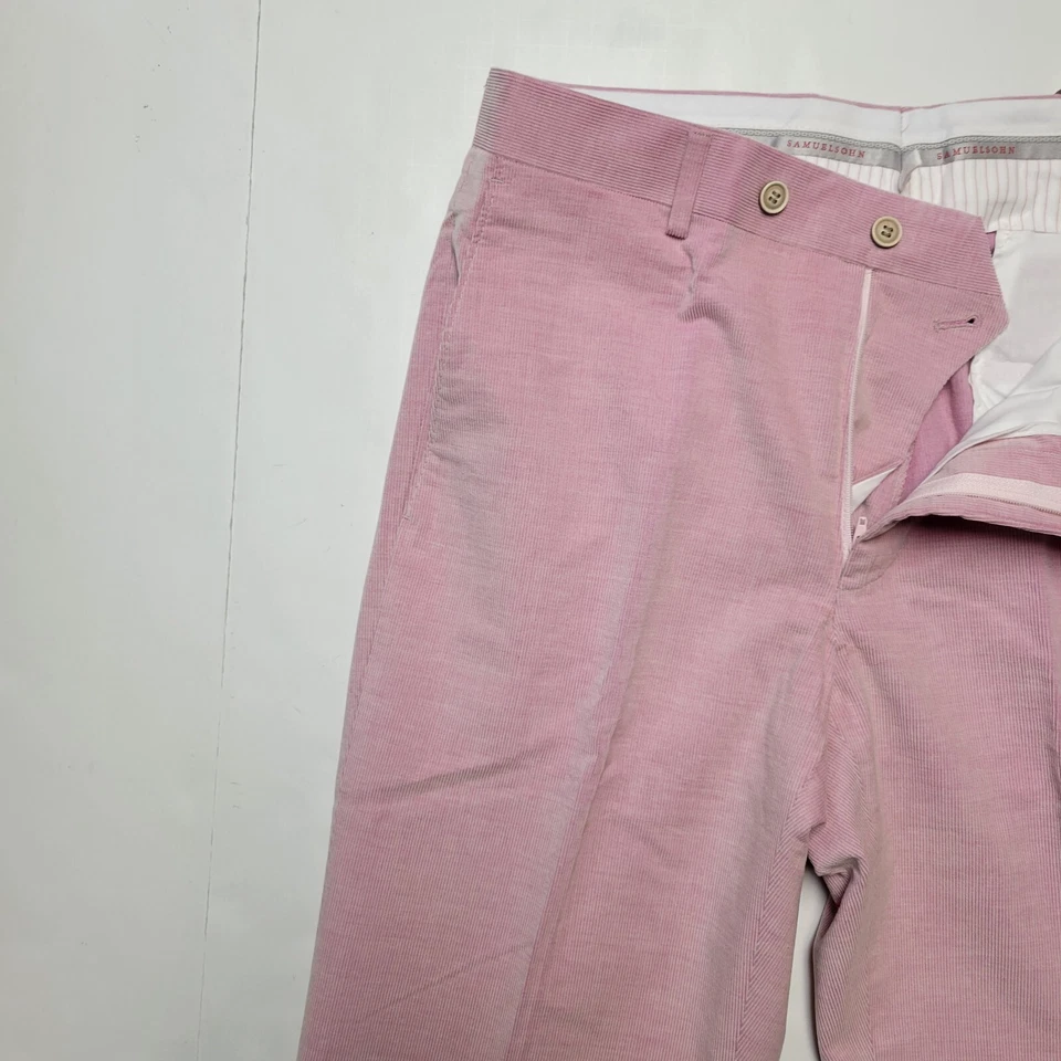 Pantalones para hombre Samuelsohn 34x38 de pana rosa claro sin dobladillo nuevos con etiquetas hechos en Canadá $295 Foto 4 de 4
