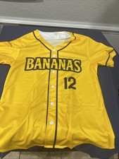 NEW Savannah Bananas 12 Qureshi Baseball Jersey Kid Buttons Shirt Youth Size L
