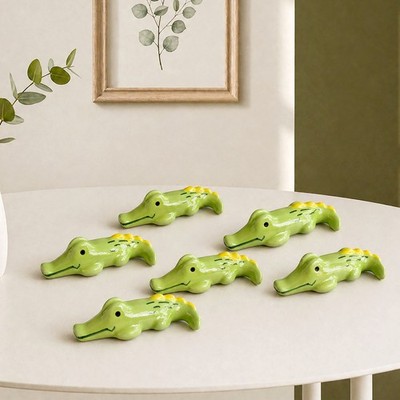 Hand Painted Ceramic Figurine Miniature Small Statues Decor - Crocodile Set of 6