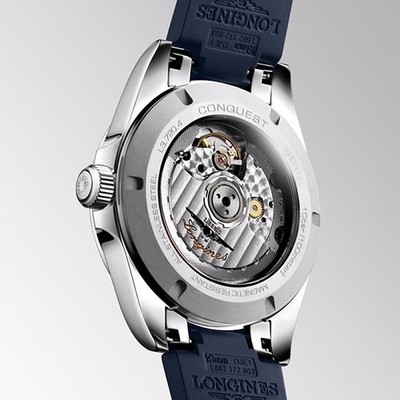 New Longines Conquest 38MM Blue Dial Rubber Men's Watch L37204929