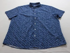 IZOD Mens Breeze Woven Short Sleeve Button Down Shirt MP7 Medieval Blue Size 2XL