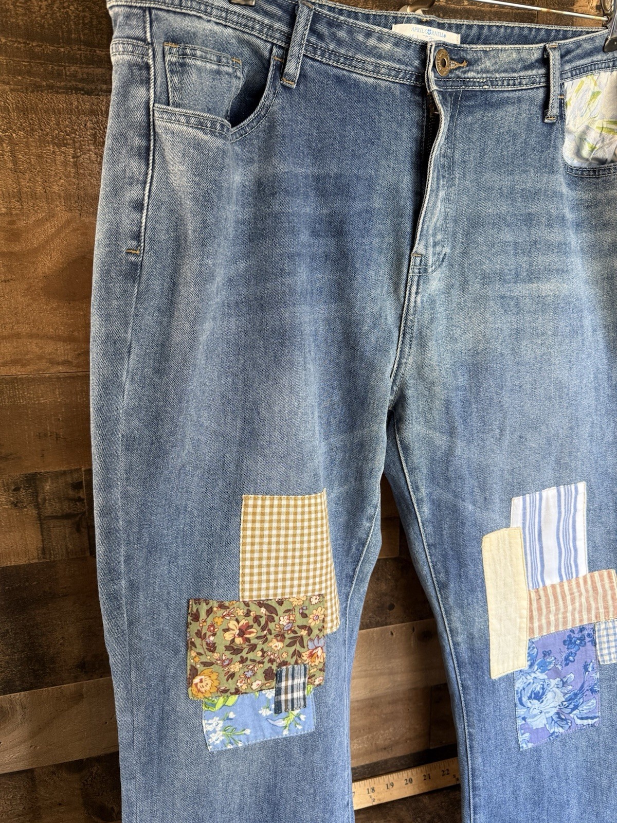April Cornell Modern Prairie  patchwork jeans W2 … - image 2