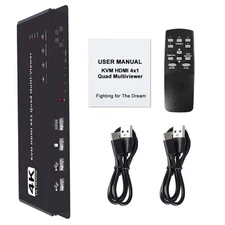 Hotkey 4K 4x1 KVM HDMI Quad Multi-Viewer Display Switch Vedio Wall Controller t