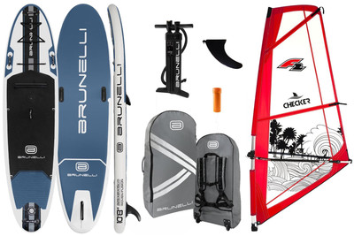 BRUNELLI 10.8 Windsurf Double Layer SUP Board Stand Up Paddel Checker 4,5qm Rigg