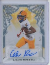 2025 Leaf Trinity Clear Platinum Blue #CACR1 Calvin Russell 7/7 Auto RC Rookie