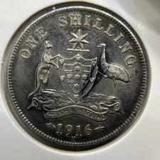 1916 Shillling Coin - Extremely Fine - Silver George V Australia