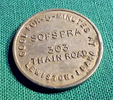 Lewiston Idaho Sofspra Five Minute Car Wash 25¢ Coin-op Token Coin Silver-Tone