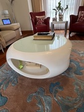 vidaXL 240319 Coffee Table with Oval Glass Top and High Gloss - Black