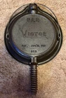 Rare Griswold Victor Cast Iron Waffle Maker No. 8 395 Paddles Base w Wire Handle