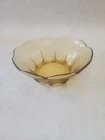 Anchor Hocking Vintage 1960s Paneled Amber Glass Bowl Scalloped Edge Yellow Gold