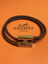 HERMES Tournis Gold Hardware Double Bracelet with Box