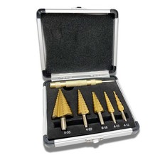 Step Drill Bits Set 6PCS High Speed Steel Titanium Coated Cobalt Cone Step Dril