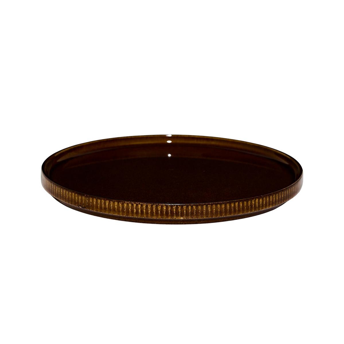 Assiettes à dessert Ysia 21cm marron : lot de 6 pièces en grès émaillé
