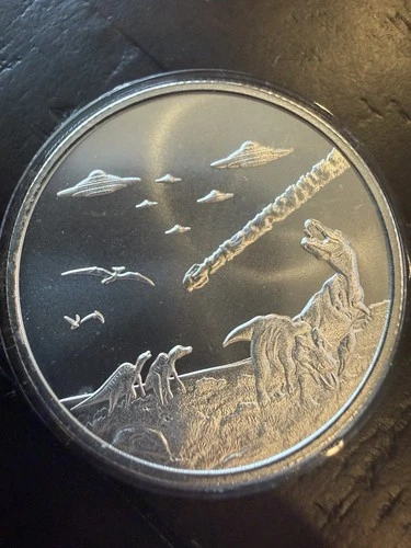 2023 1 OZ UFOs OVER DINOSAURS .999 FINE SILVER