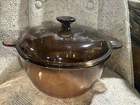 Vintage Corning Visions amber glass Dutch oven Pyrex w/Lid