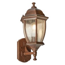 Litecraft Deonte Outdoor Wall Light IP44 Large Seeded Glass Lantern - Bronze    