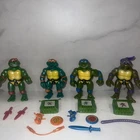4 PC VINTAGE 1992 TMNT Toon Turtles MIKE LEO DON & RAPH W/ ACCESSORIES