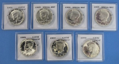 1964 thru 1970 Proof & SMS Kennedy Half Dollar 7 coin set
