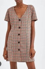 Zara Trafaluc Women’s Short Sleeve Button-Up Plaid Mini Dress M